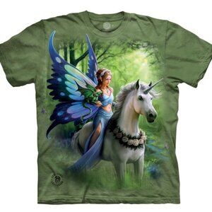 The Mountain Fairy Unicorn Dragon Realm of Enchantment Green T-Shirt L-3X